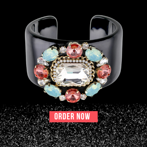 Crystal Beads Flower Statement Bangle