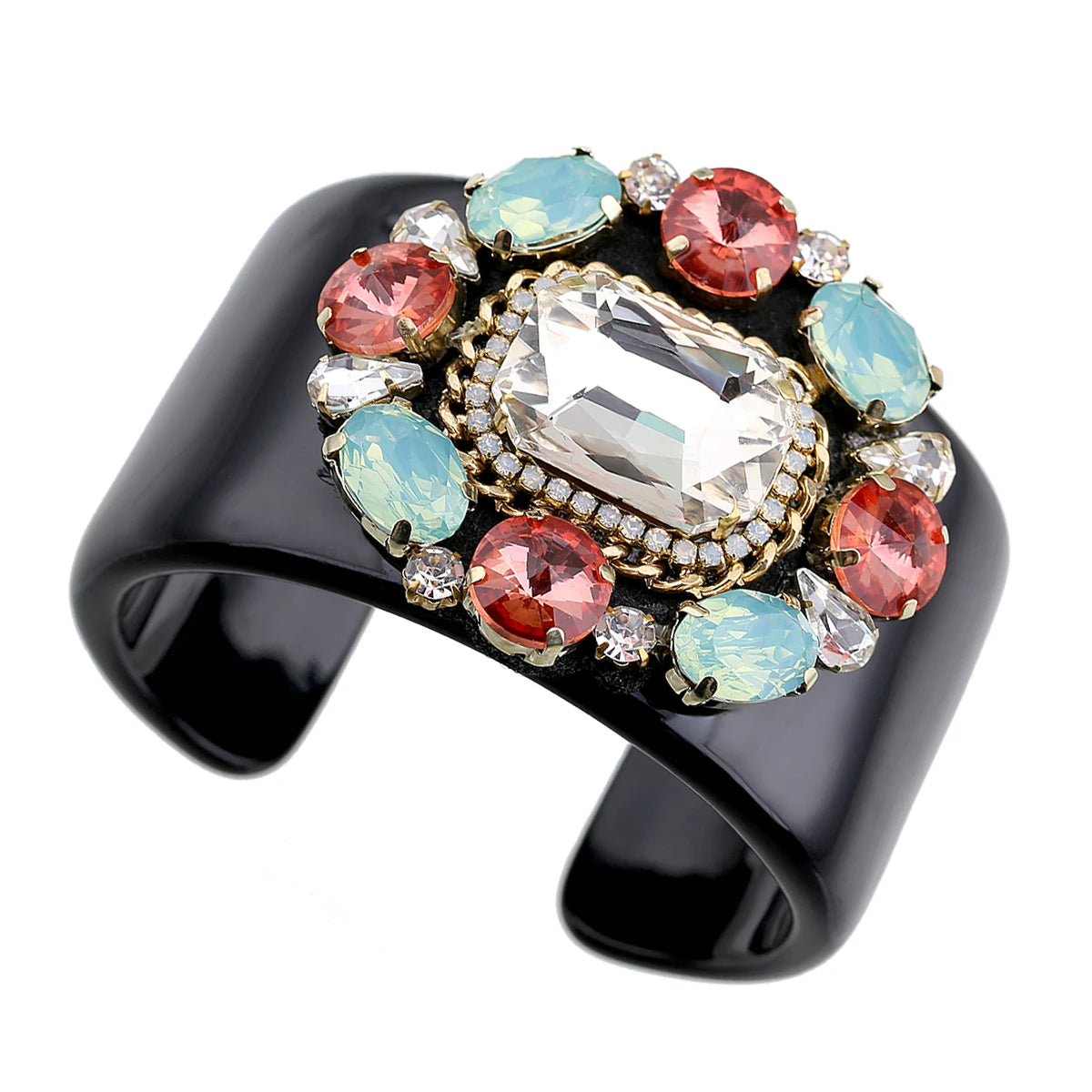 Crystal Beads Flower Statement Bangle