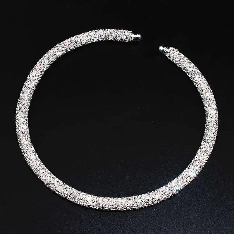 Crystal Gold/Silver Plated Rhinestone Collar Necklace