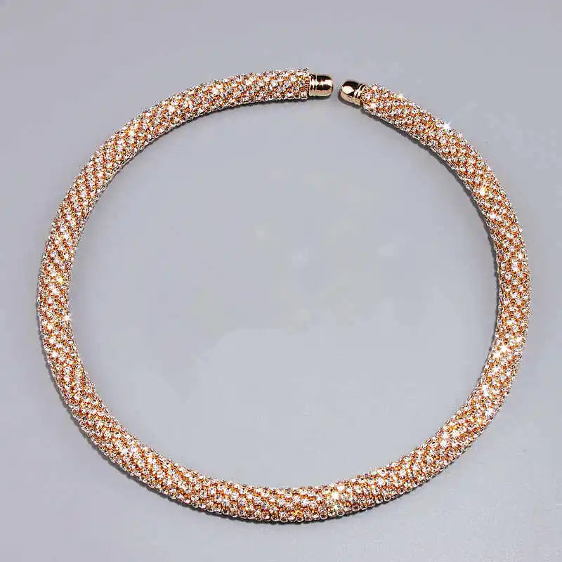 Crystal Gold/Silver Plated Rhinestone Collar Necklace