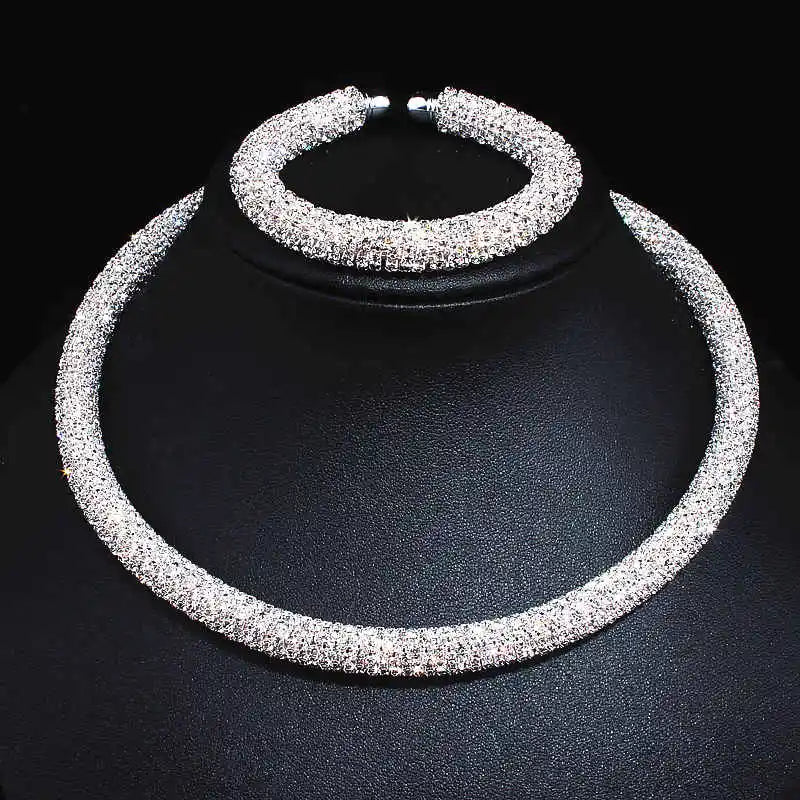 Crystal Gold/Silver Plated Rhinestone Collar Necklace