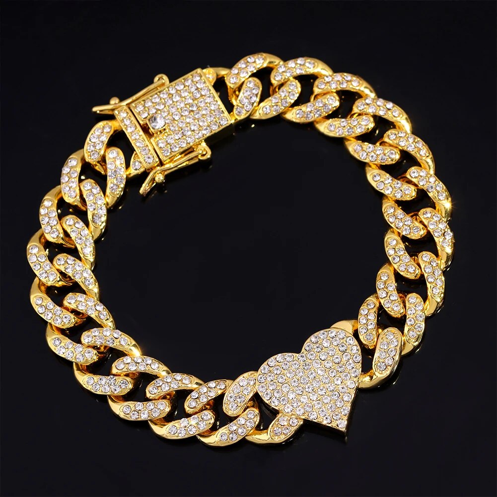 Gold Crystal Link Chain Bracelet