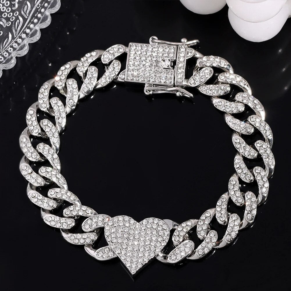 Silver Crystal Link Chain Bracelet