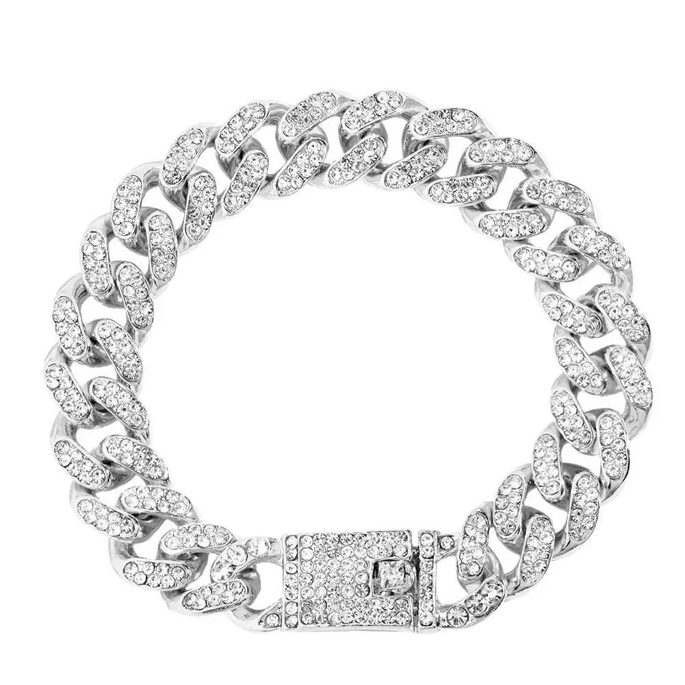 Silver Crystal Link Chain Bracelet