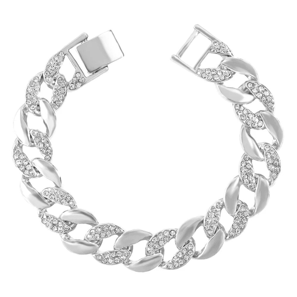 Silver Crystal Link Chain Bracelet