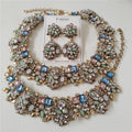 Blue Pink Bridal Crystal Rhinestone Jewelry Sets