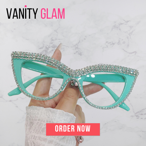 Crystal Sexy Diamond Cat Eye Glasses vanity glam logo