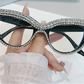 Crystal Sexy Diamond Cat Eye Glasses black