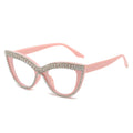 Crystal Sexy Diamond Cat Eye Glasses pink