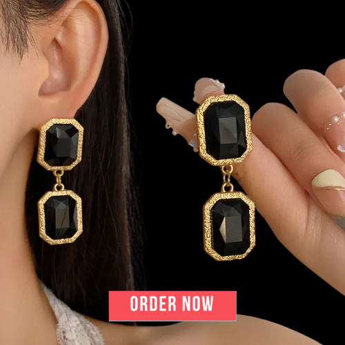 Crystal Square Round Necklace & Luxury Dangle Earrings – Retro Fashion Jewellery Set