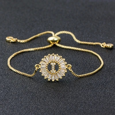 Cubic Zirconia A-Z Initial Charm Bracelet - Personalized Elegance I