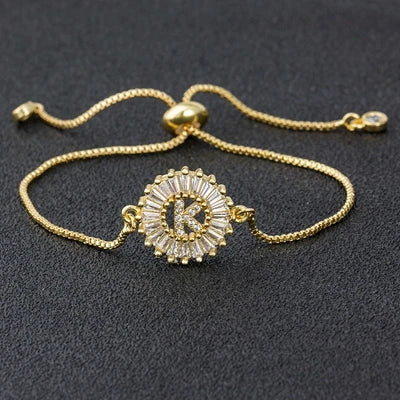 Cubic Zirconia A-Z Initial Charm Bracelet - Personalized Elegance