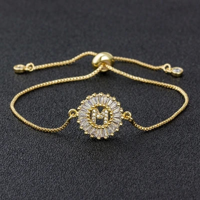 Cubic Zirconia A-Z Initial Charm Bracelet - Personalized Elegance M