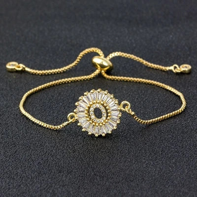 Cubic Zirconia A-Z Initial Charm Bracelet - Personalized Elegance O