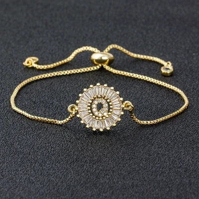 Cubic Zirconia A-Z Initial Charm Bracelet - Personalized Elegance Q