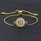 Cubic Zirconia A-Z Initial Charm Bracelet - Personalized Elegance R
