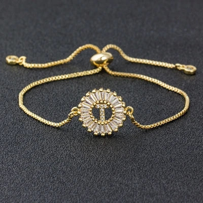 Cubic Zirconia A-Z Initial Charm Bracelet - Personalized Elegance T