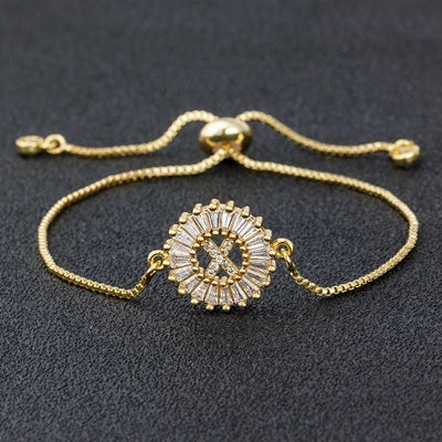 Cubic Zirconia A-Z Initial Charm Bracelet - Personalized Elegance X