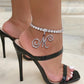 M Cursive Initial Letters Rhinestone Anklets