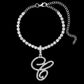 L Cursive Initial Letters Rhinestone Anklets