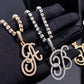 A B Cursive Initial Letters Rhinestone Anklets