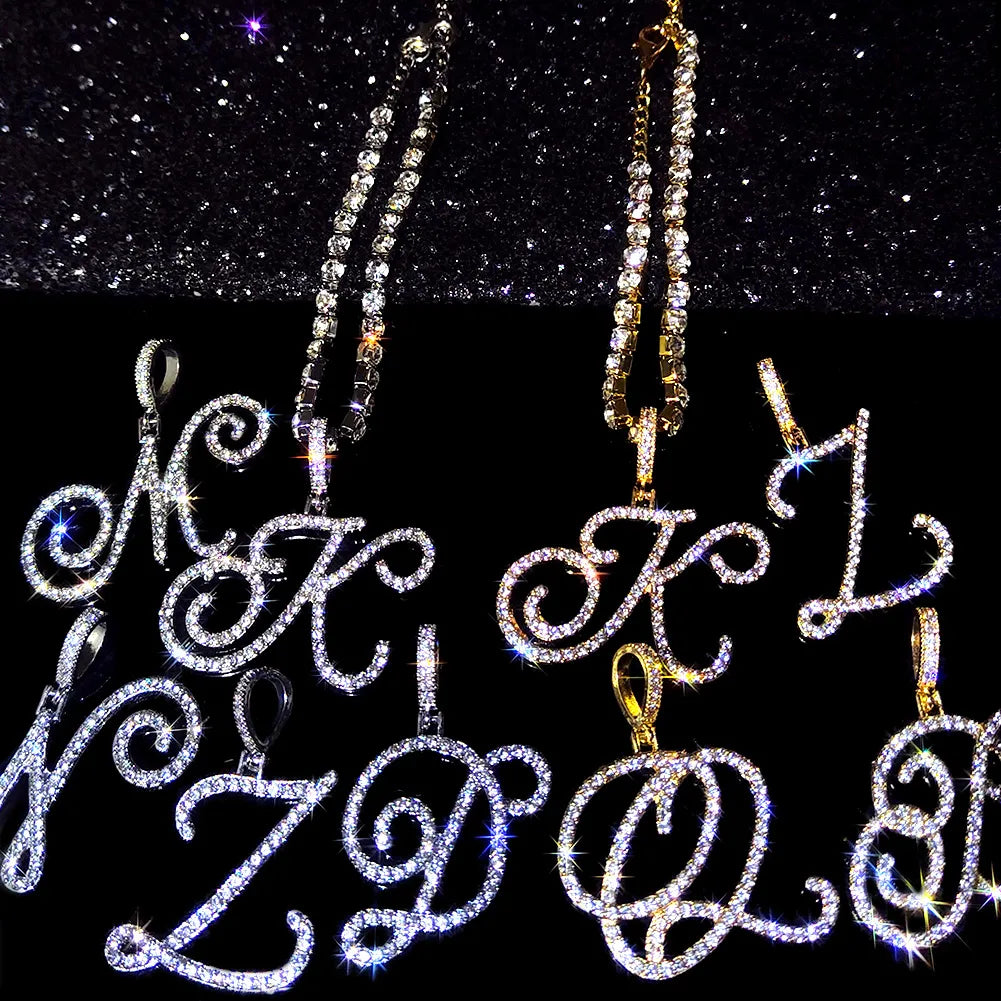 Collection of Cursive Initial Letters Rhinestone Anklets