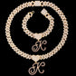 K Cursive Pendant Jewelry Set