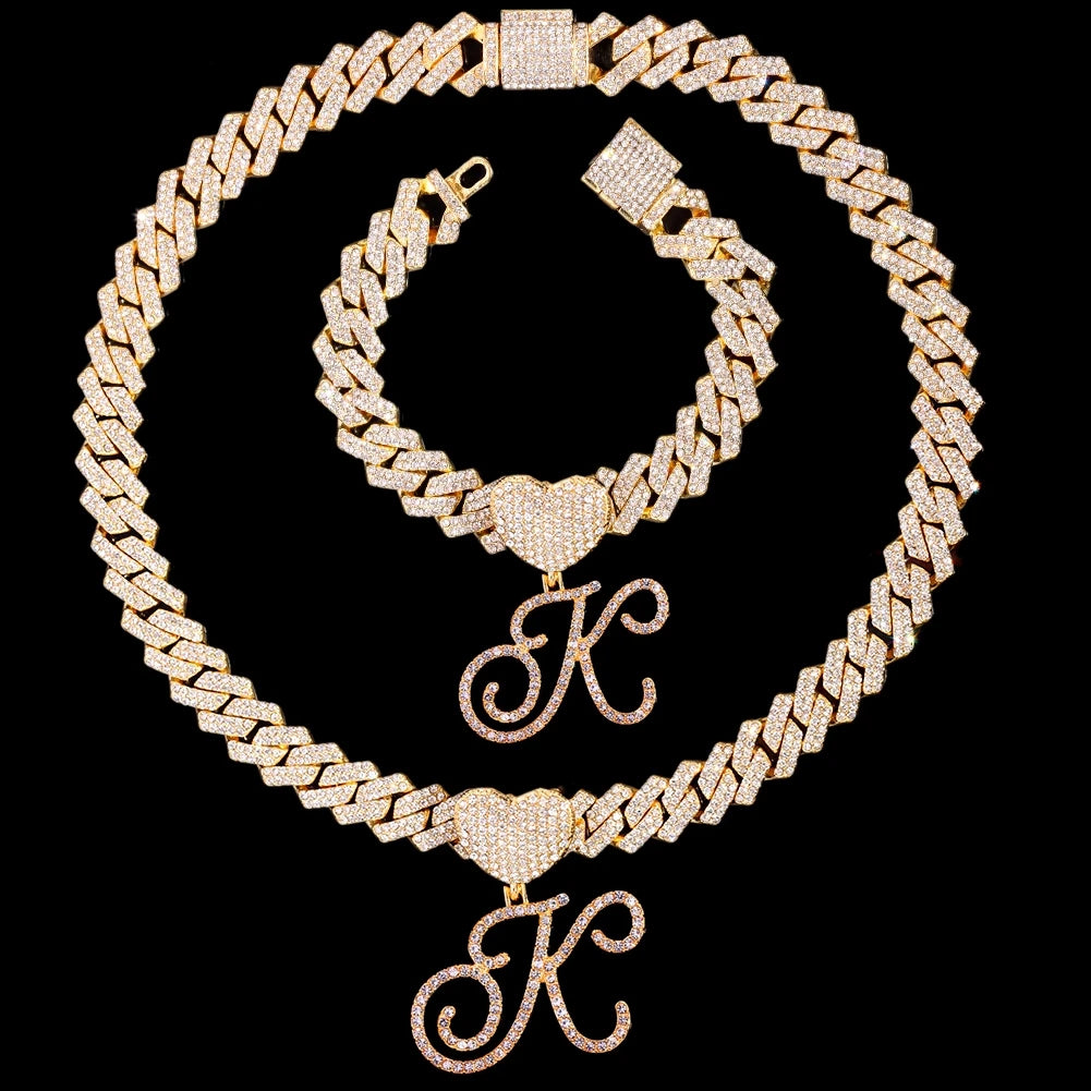 K Cursive Pendant Jewelry Set