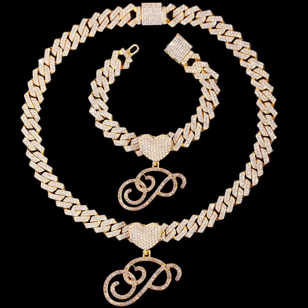 P Cursive Pendant Jewelry Set
