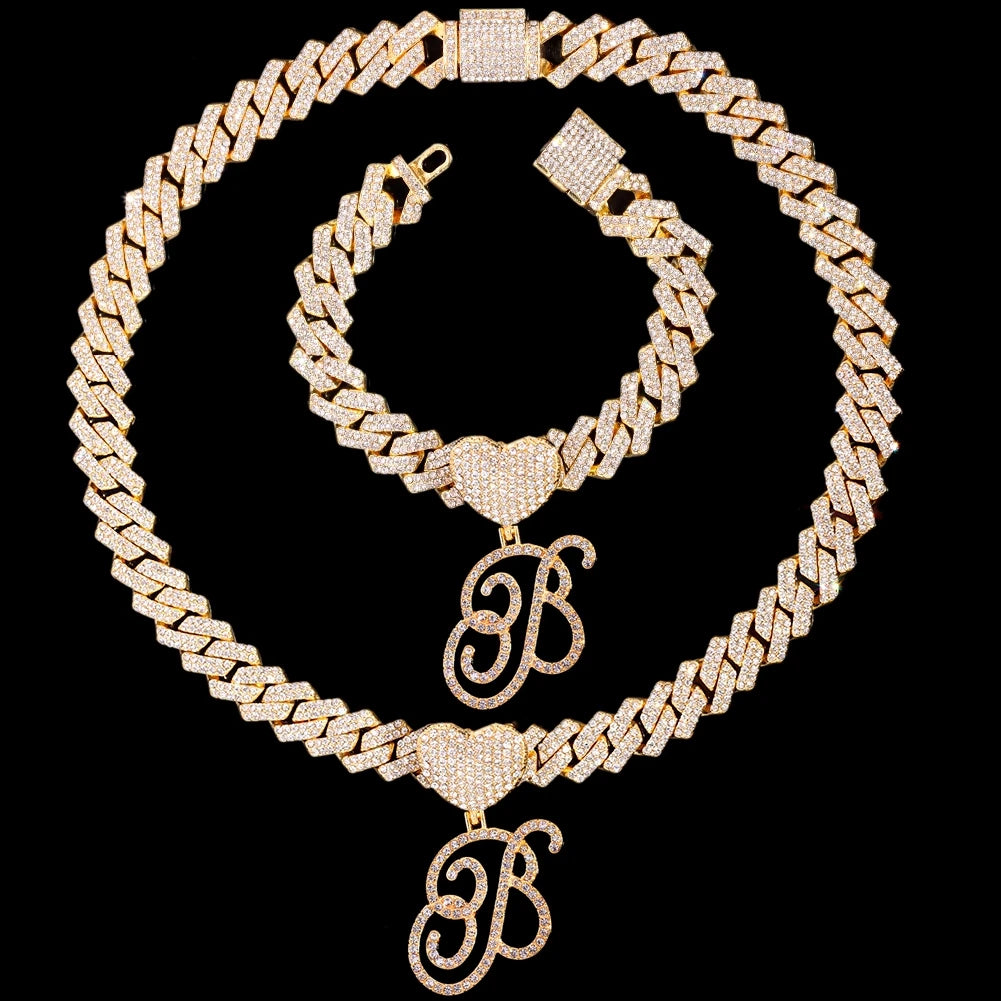 B Cursive Pendant Jewelry Set