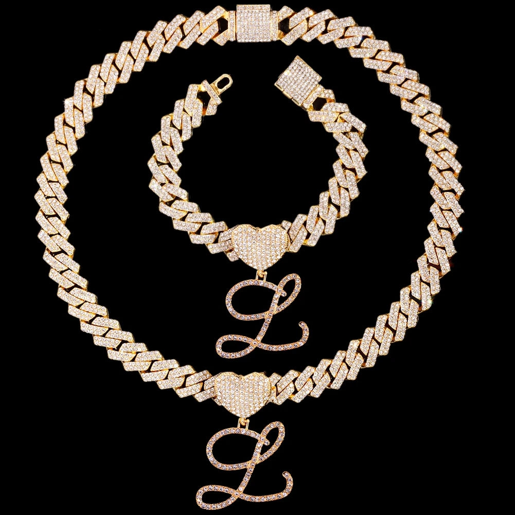 L Cursive Pendant Jewelry Set