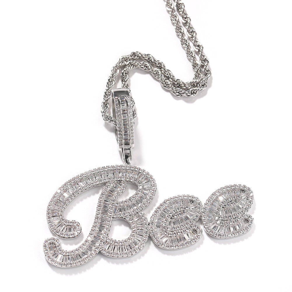 Silver Custom Letter Name Pendant Necklace