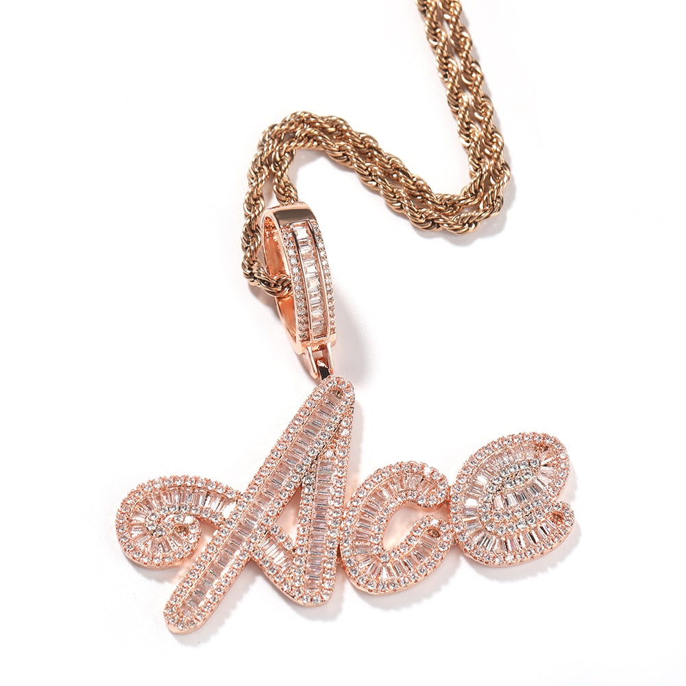 Rose Gold Custom Letter Name Pendant Necklace