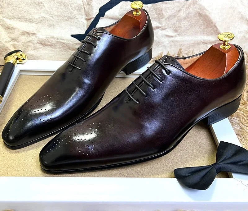 Elegant Black Coffee Men Leather Shoes