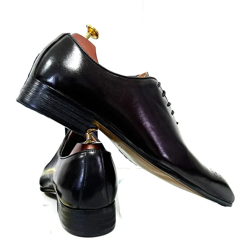 Elegant Black Coffee Men Leather Shoes