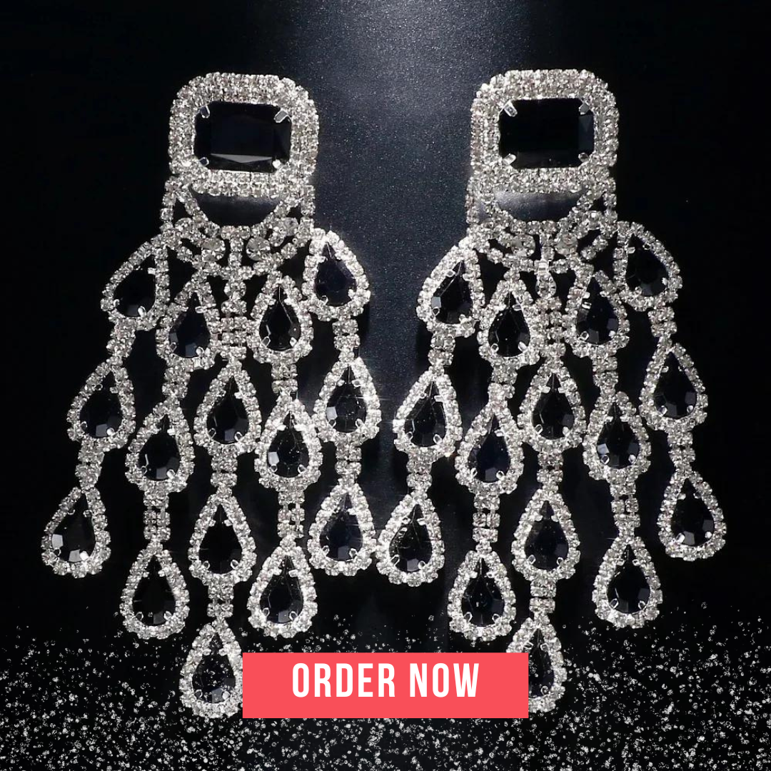 Silver Elegant Bridal Crystal Tassel Earrings