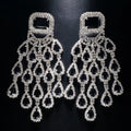 Silver Elegant Bridal Crystal Tassel Earrings