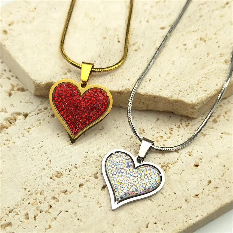 Collection of Elegant Heart Crystal Love Necklace