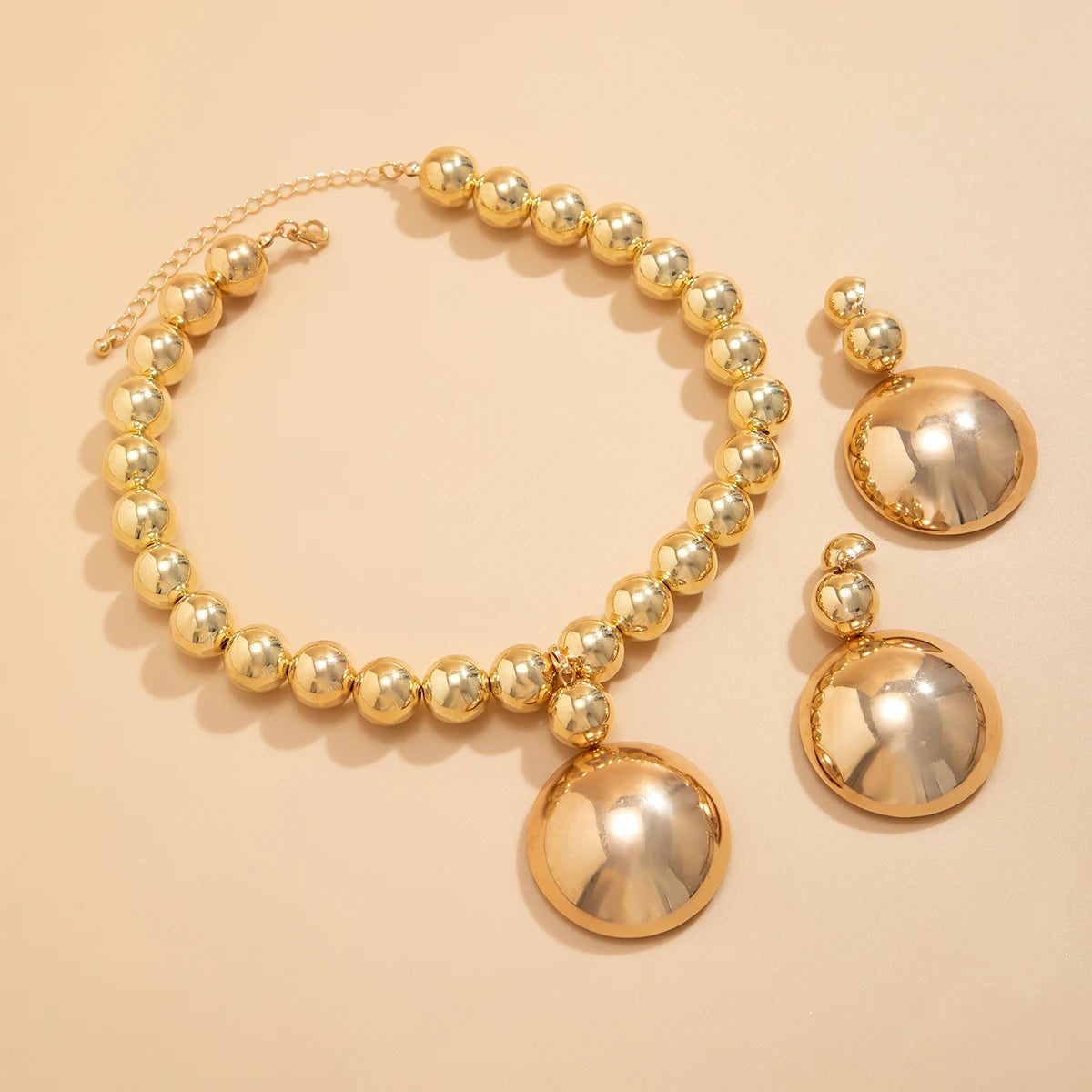 Exaggerated Large Half Ball Bead Pendant Necklace – Punk Acrylic CCB Chain Choker Jewelry Set