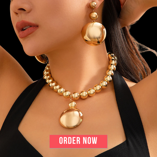 Exaggerated Large Half Ball Bead Pendant Necklace – Punk Acrylic CCB Chain Choker Jewelry Set Vanity Glam