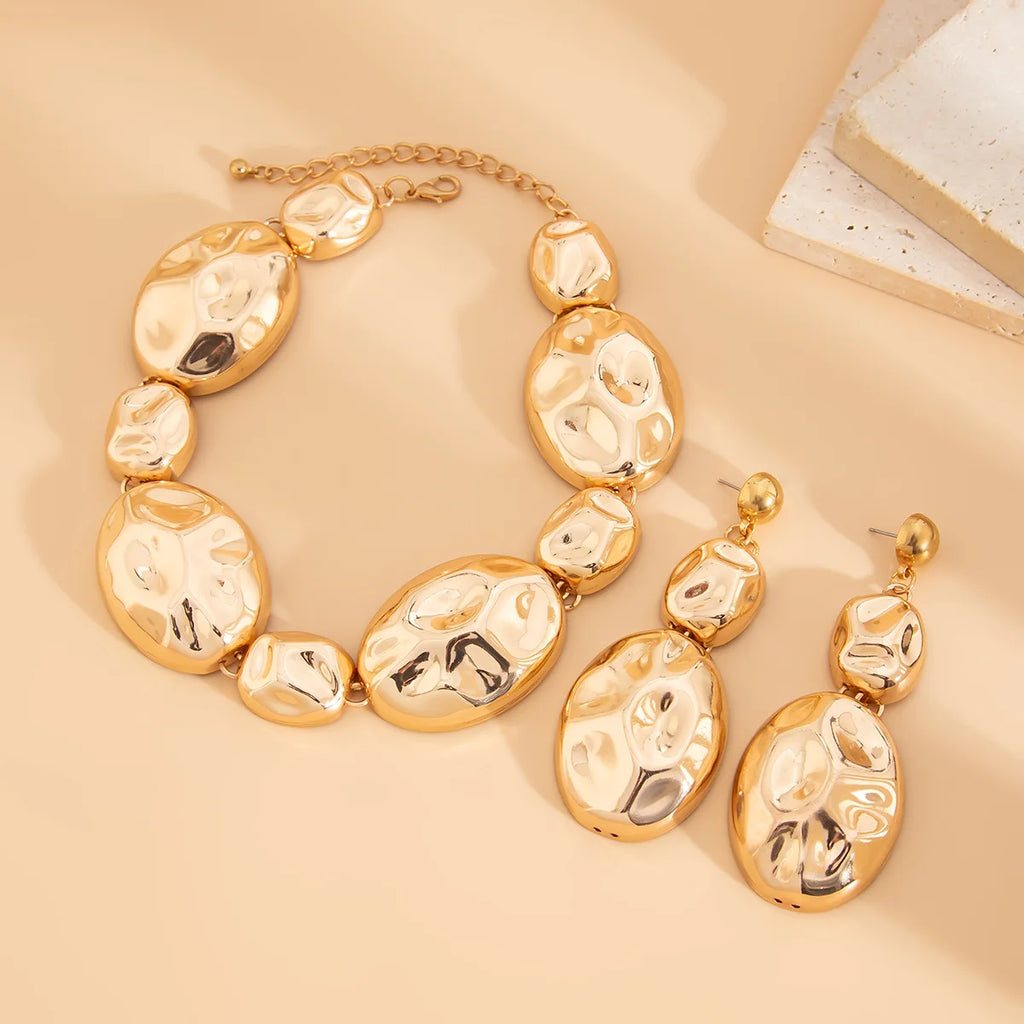 Bold Irregular CCB Beads Choker Necklace & Earrings – Fashion Jewelry Set for Women