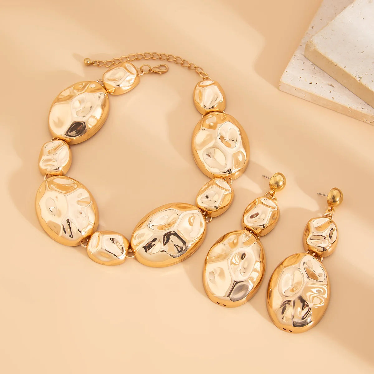 Bold Irregular CCB Beads Choker Necklace & Earrings – Fashion Jewelry Set for Women