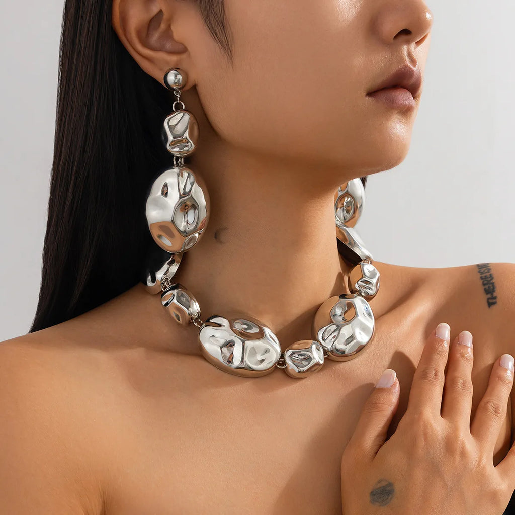 Bold Irregular CCB Beads Choker Necklace & Earrings – Fashion Jewelry Set for Women 3