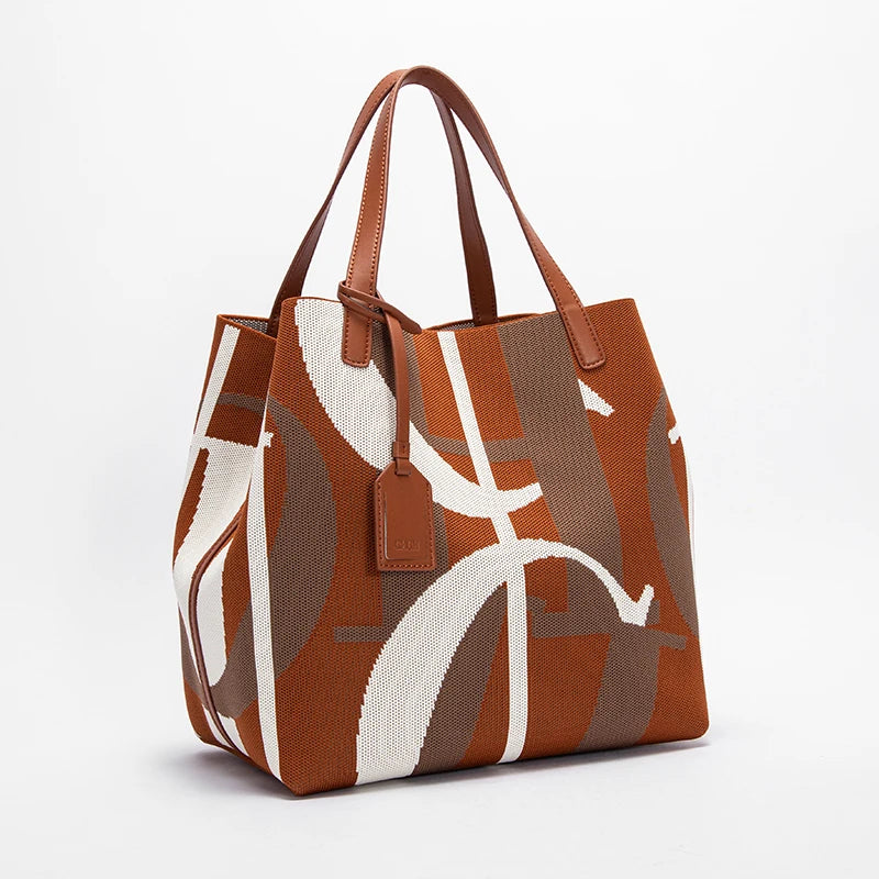 brown white large capacity bag