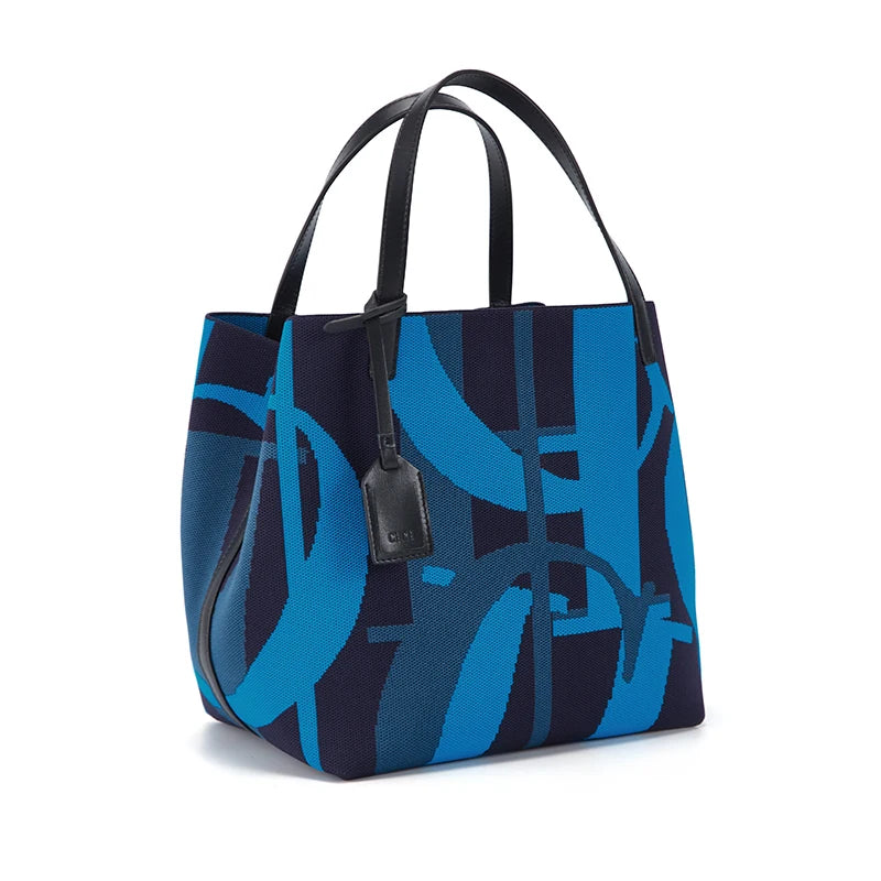 blue black handbag