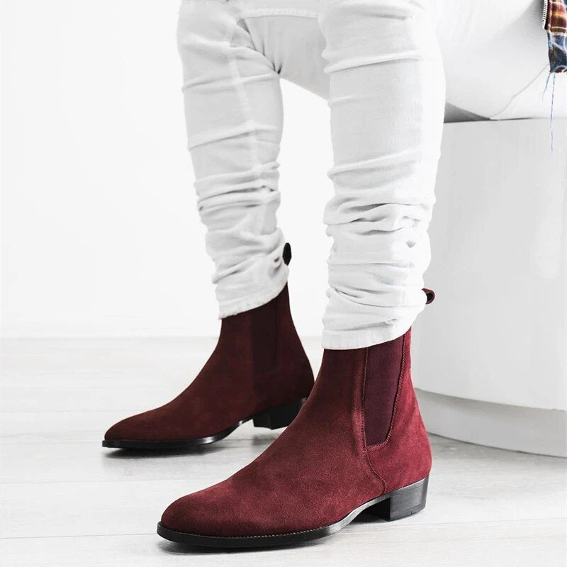 Faux Suede Cowboy Chelsea Boots