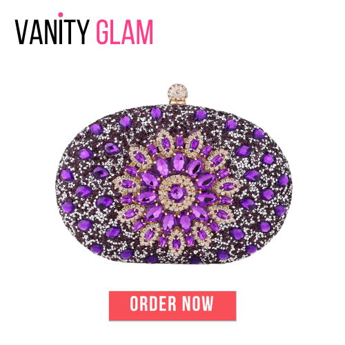 Flower Rhinestones Evening Bags Vanity Glam Logo