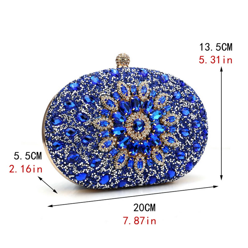 Flower Rhinestones Evening Bags size