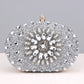 Flower Rhinestones Evening Bags silver
