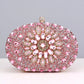 Flower Rhinestones Evening Bags pink